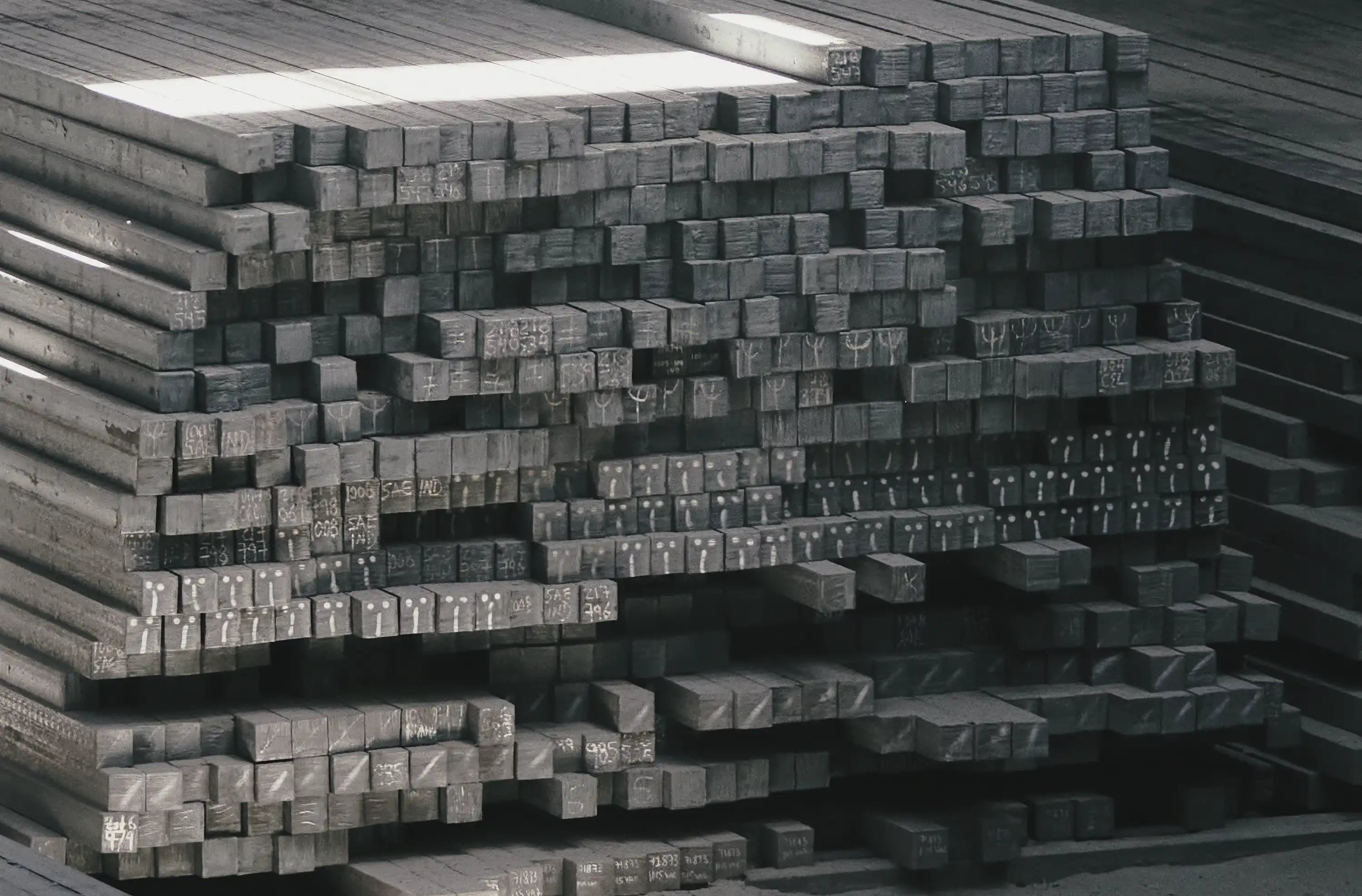 Stacked steel billets
